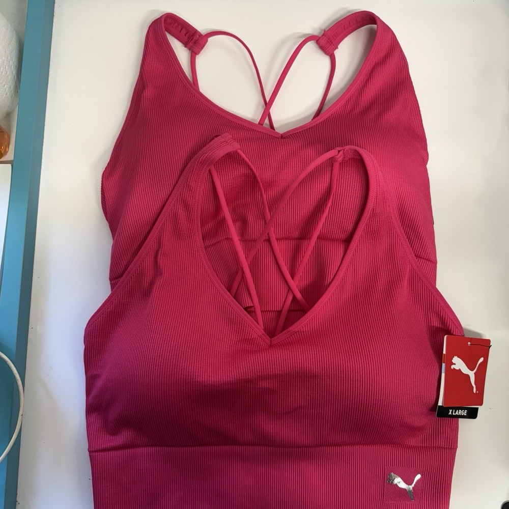 Lot Of 2 Pink PUMA XL Sports Bra  New With Imperfections